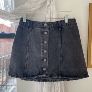 Black denim skirt